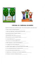 English Worksheet: Ordinal vs Cardinal Numbers