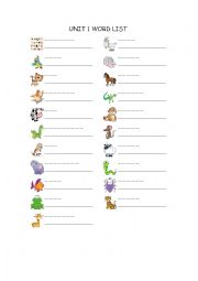 Starters Wordlist - Animals