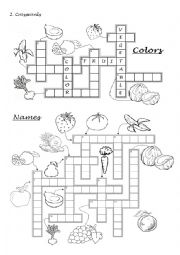 English Worksheet: 3. Colors, fruits and vegetables - Crossword