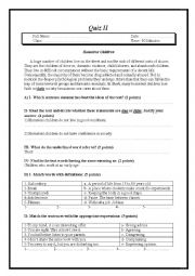 reading, vocabulary, and functions test