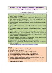 English Worksheet: LET`S TALK - Forgiveness