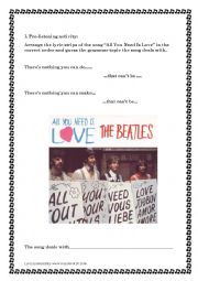 English Worksheet: Songsheet All You Need Is Love