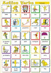 English Worksheet: Action Verbs * Pictionary