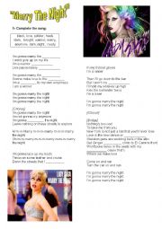 English Worksheet: Marry the night