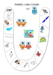 English Worksheet: Phonic tracks long u sound following the model provided by David Lisgo. Alphablocks