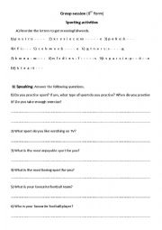 English Worksheet: sporting activities