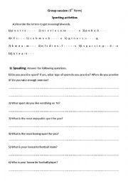 English Worksheet: sporting activities