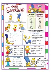 English Worksheet: Possessive Adjectives & The Simpsons.