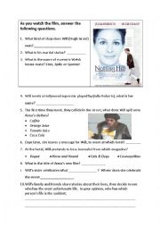 Movie worksheet: Notting Hill