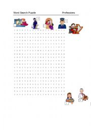 English Worksheet: Professions Puzzle