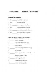 English Worksheet: there is there are worksheet 