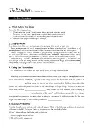 English Worksheet: The Blanket Reading Activity