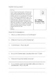 English Worksheet: Postcard comprehension