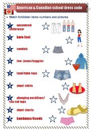 English Worksheet: Forbidden items in Canadian schools