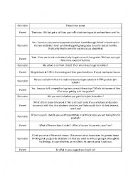 English Worksheet: Parent Counselling At School