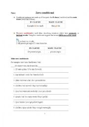 English Worksheet: zero conditional