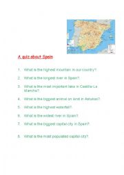 English Worksheet: A Quiz about Spain