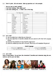 English Worksheet: Speaking about Personality
