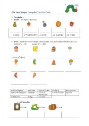 English Worksheet: The Very Hungry Caterpillar