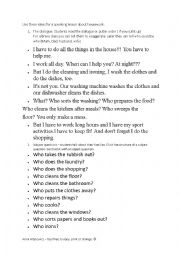 English Worksheet: housework/ subject questions/ make or do