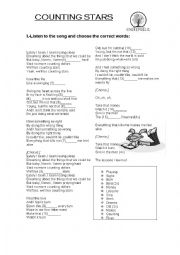 English Worksheet: Song: Counting Stars