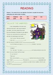 English Worksheet: Reading : VILLA OF THE VAMPIRES