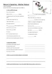 Mother Nature - Is Speaking Julia Roberts - ESL worksheet by divuzenka