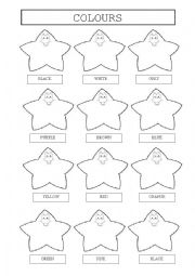 English Worksheet: COLOR THE STARS 