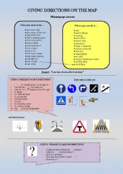 English Worksheet: Giving directions from a map