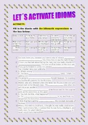 English Worksheet: Lets Activate Idioms