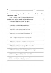 English Worksheet: Present perfect questions + superlative