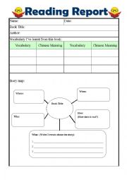 English Worksheet: reading report