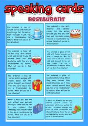 English Worksheet: Restaurant - speaking cards