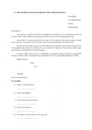 English Worksheet: a letter