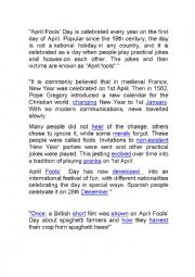 English Worksheet: April Fools Day