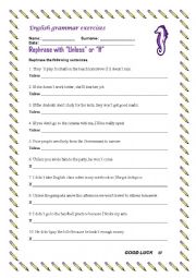 English Worksheet: Rephrase with 