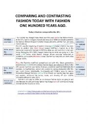 English Worksheet: WRITING AN ESSAY: COMPARE AND CONTRAST FASHION