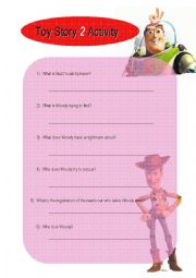 English Worksheet: Complete Toy Story 2 Movie Activity - Part 2 