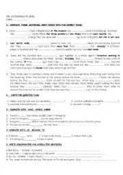 English Worksheet: pre-intermediate level- exam exercises