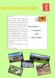 English Worksheet: Postcard from Oxford