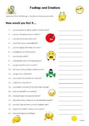 English Worksheet: Feelings and Emotions