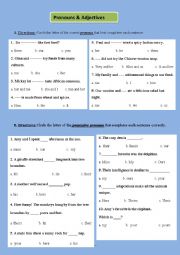 Grammar exercises: Adjective & Pronouns