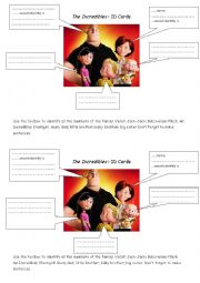 English Worksheet: The Incredibles: Id cards