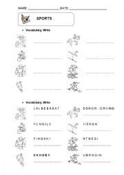 English Worksheet: sports