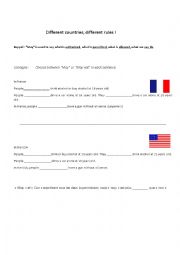 English Worksheet: Different countries different rules