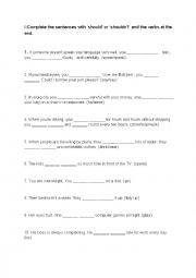 English Worksheet: Should/Shouldnt Activity