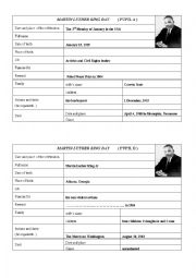 English Worksheet: Martin Luther King Day