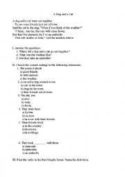 English Worksheet: A Dog and a Cat