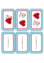 English Worksheet: Where is Cupid Preposition Dominoes Set with Memory Cards