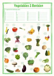 English Worksheet: Vegetables Revision 2 TEST